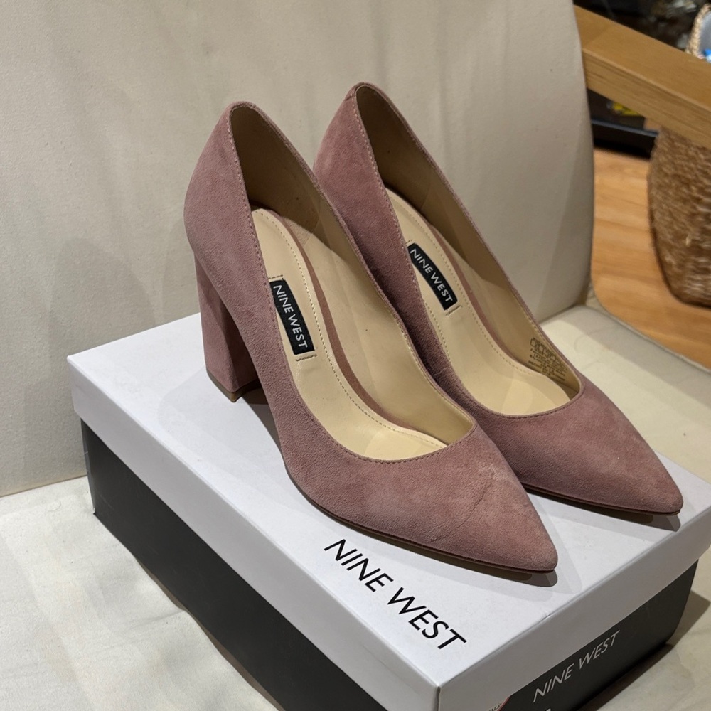 Nine West Mauve Suede Block Heels